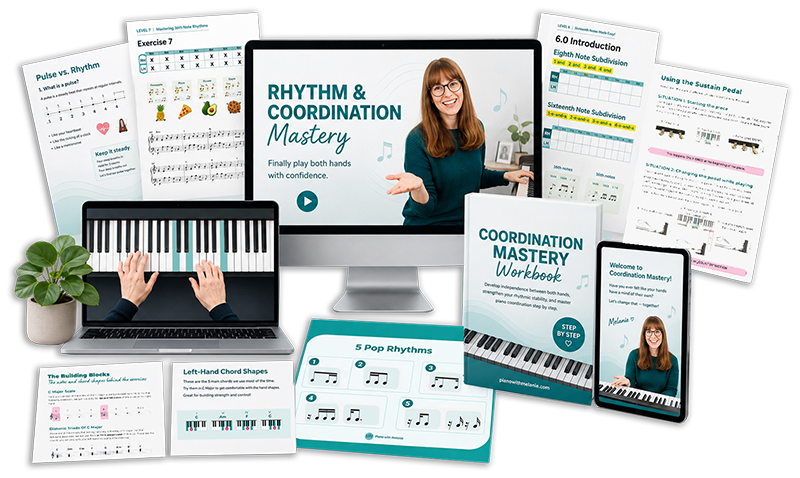 Rhythm & Coordination Mastery on desktop, tablet and sheet music